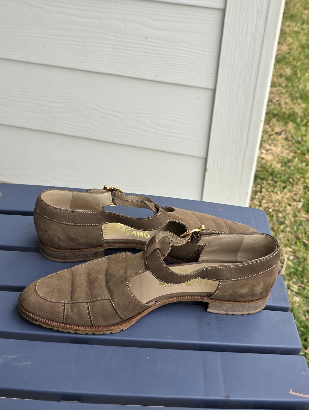 Salvatore Ferragamo Brown Suede Mary Jane Flats 8.5 AAAA Italy Buckle Comfort - Picture 3 of 13